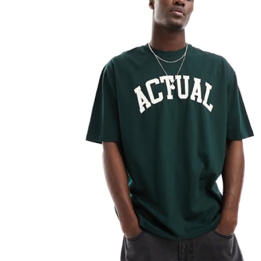 ASOS DESIGN oversized t-shirt in dark green with text print - xxL 2xL